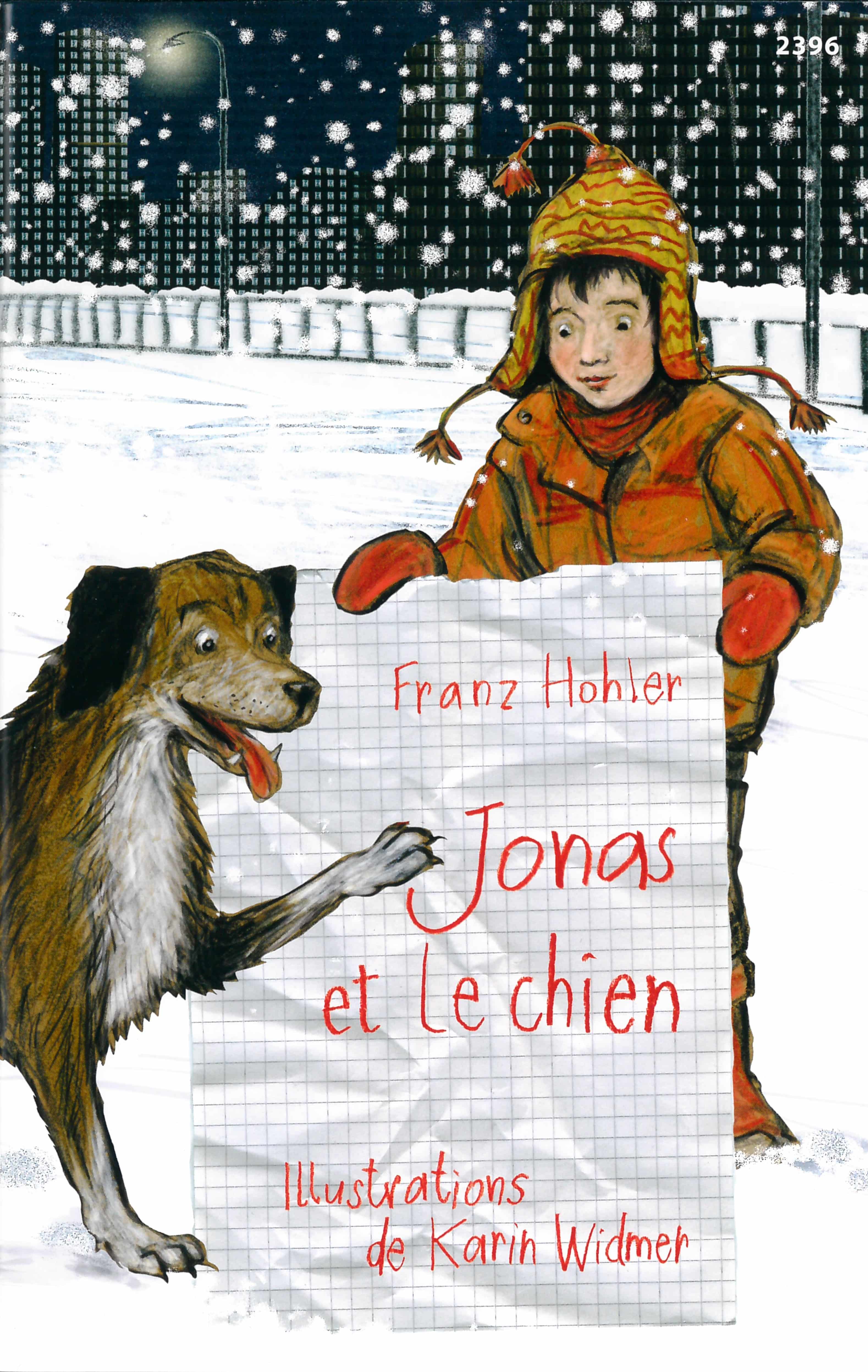 Jonas et le chien, un livre pour enfants de Franz Hohler, illustré par Karin Widmer, éditions de l'OSL, hiver, neige